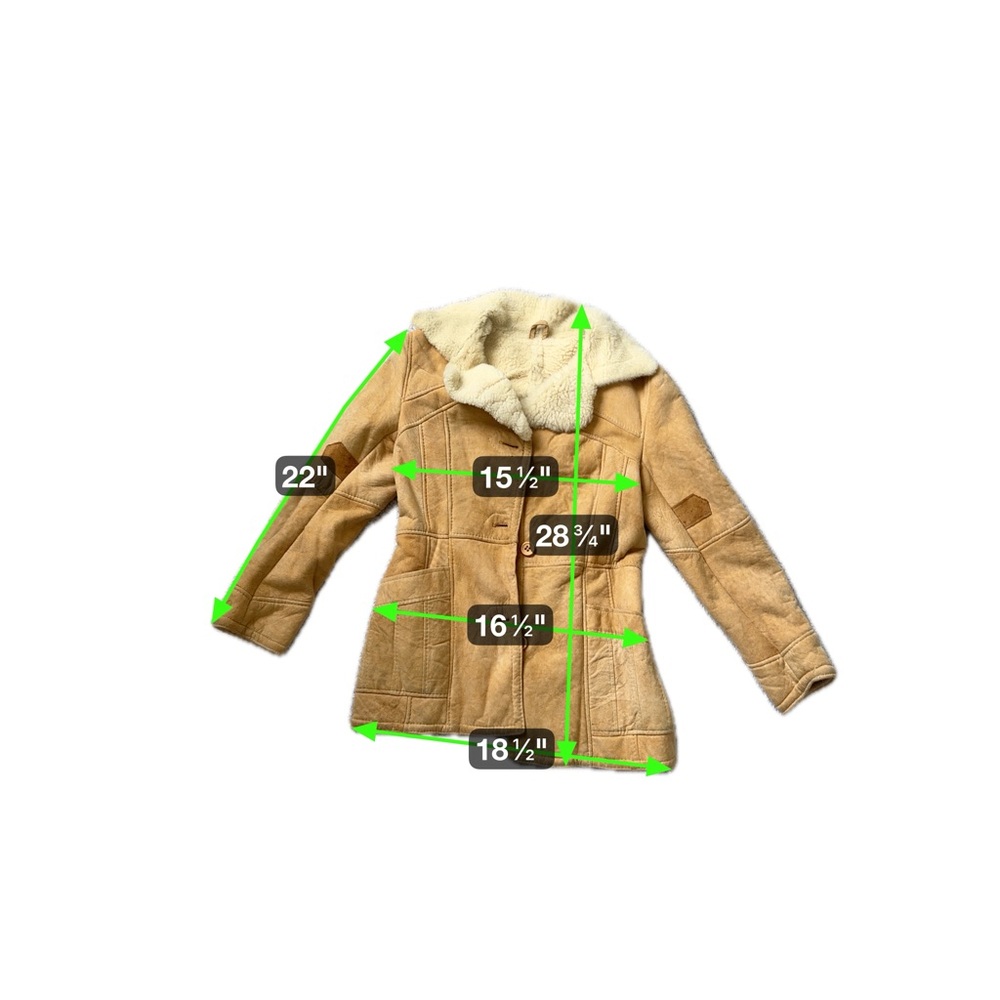 Vintage 1980s Real Shearling Blazer – Cream Fur Trim, Slim Fit, Size M - Picture 5 of 6